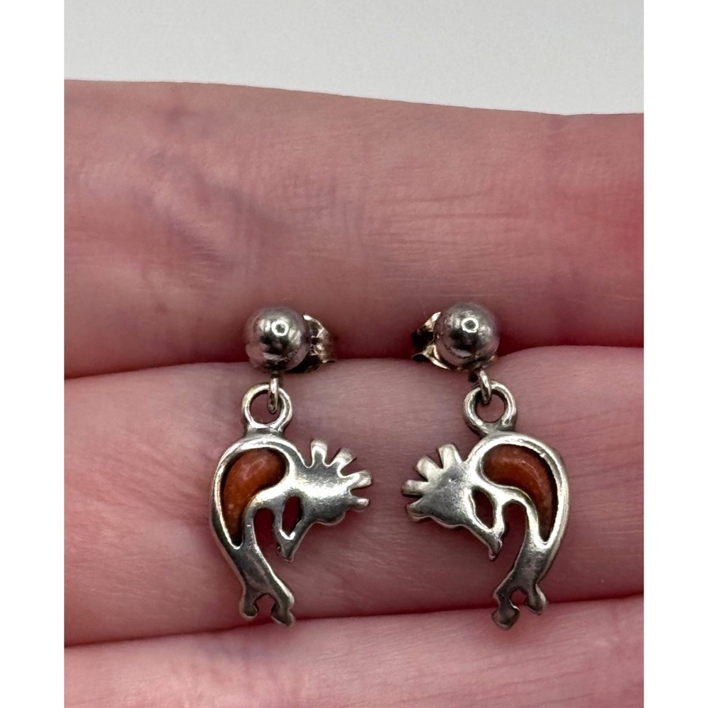 Small Shubes Dakota West Sterling Silver Kokopelli Earrings Southwestern